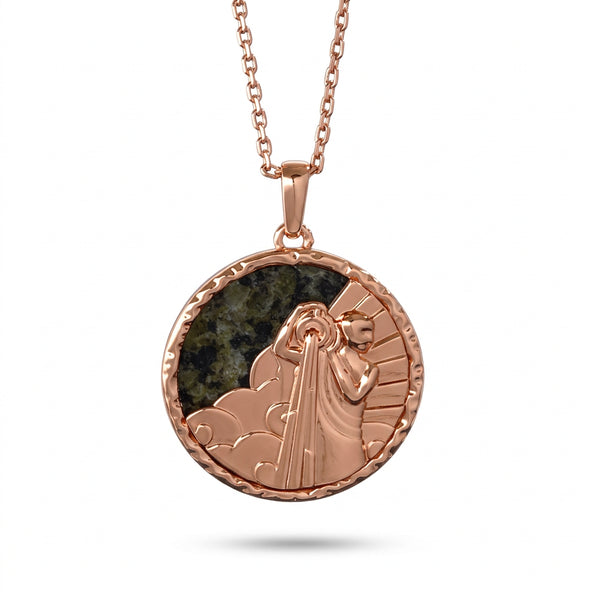 Aquarius Aventurine Disc Pendant Necklace