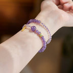 Calm Lucky Amethyst Double Wrap Bracelet Dangle Charm