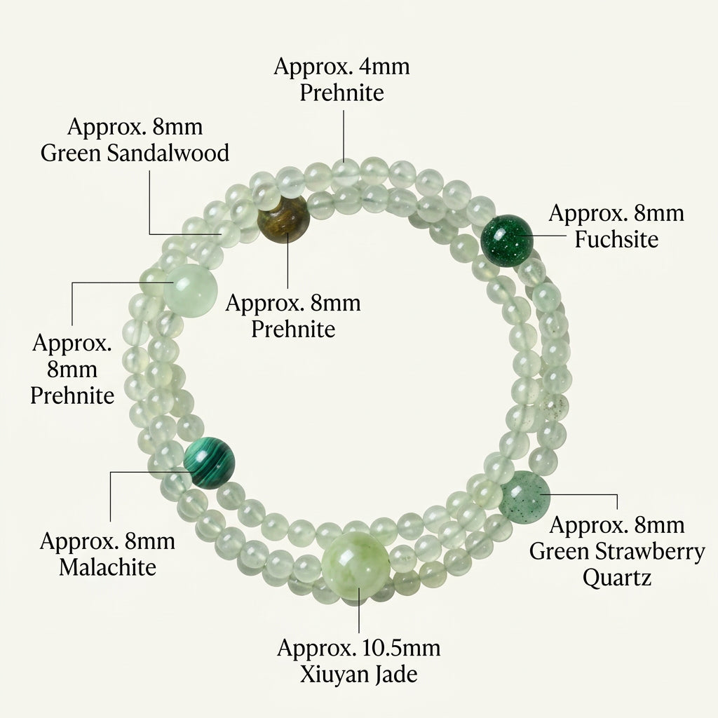 Natural Prehnite Multi-Gem Layered Bracelet for Women | Calm