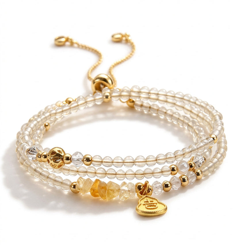 Natural Citrine Layered Wrap Bracelet | Prosperity & Joy