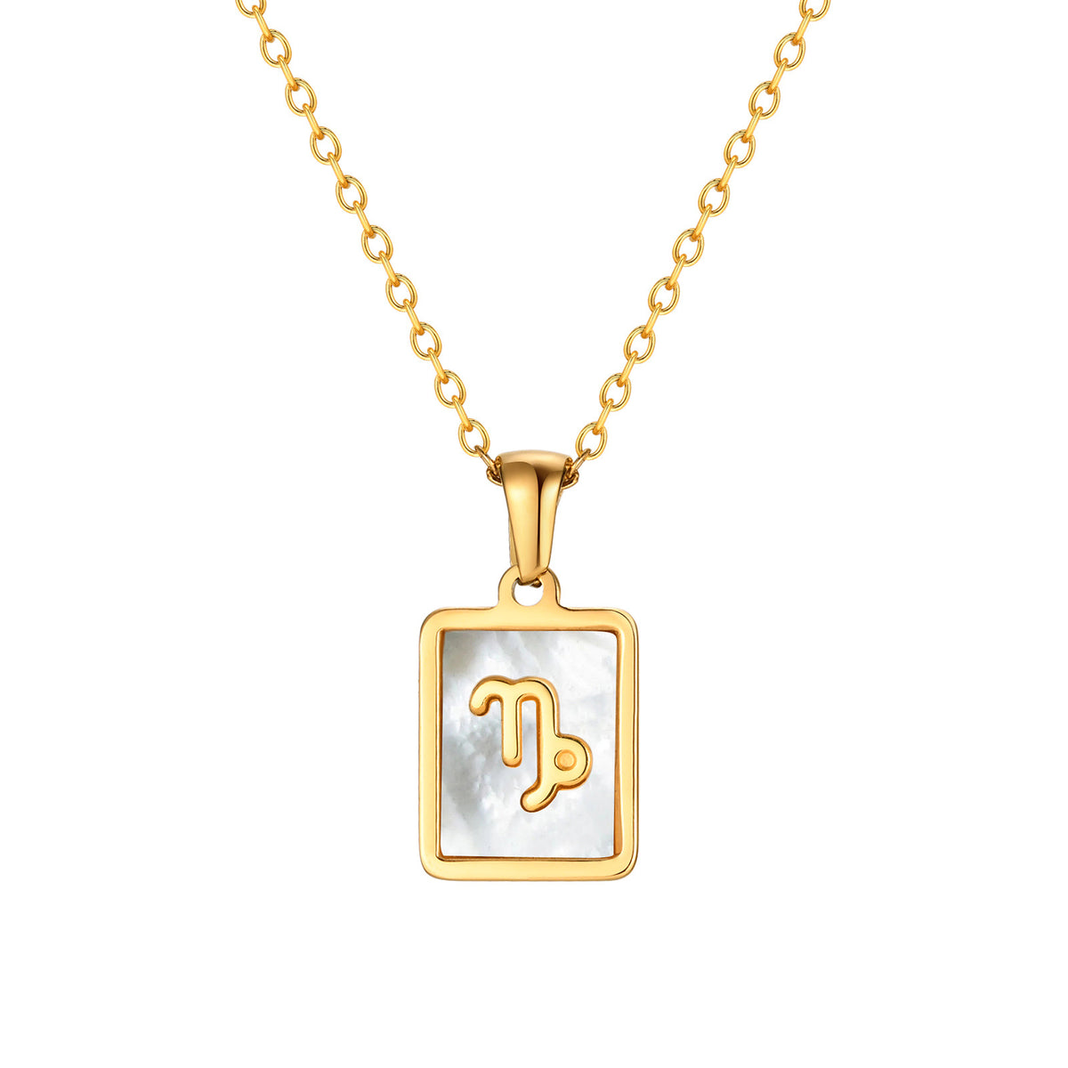 Capricorn Mother of Pearl Necklace | Zodiac Square Pendant