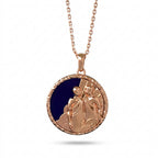 Gemini Zodiac Lapis Lazuli Disc Pendant Necklace