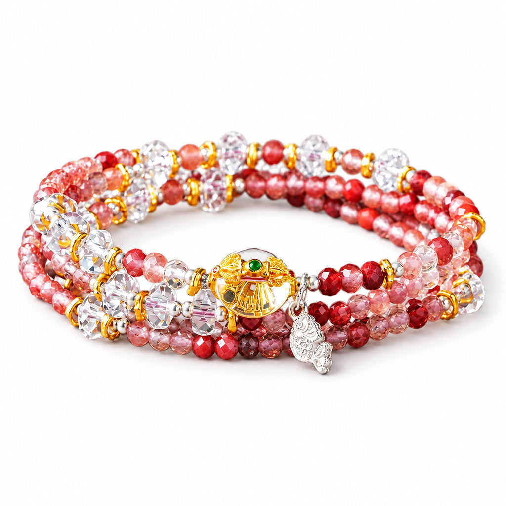 Andersonite Layered Wrap Bracelet | Leo Zodiac Lion Charm