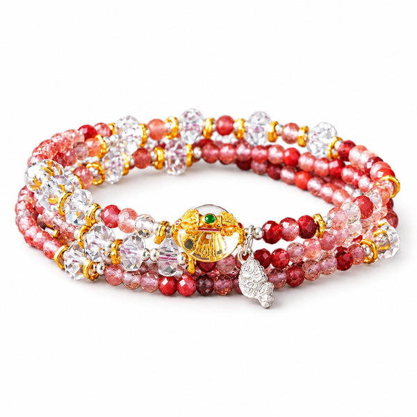 Andersonite Layered Wrap Bracelet | Leo Zodiac Lion Charm