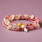 Andersonite Layered Wrap Bracelet | Leo Zodiac Lion Charm