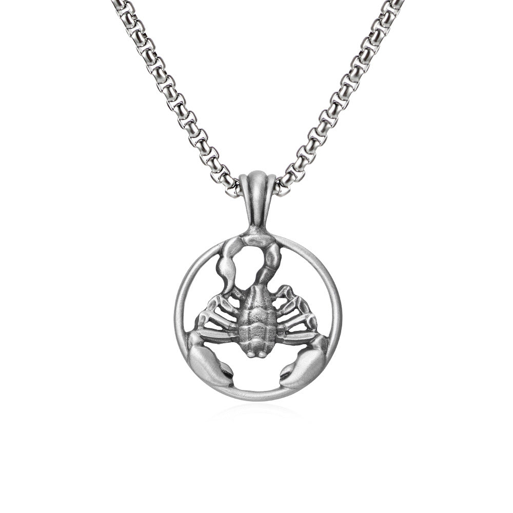 Scorpio Zodiac Bold Sculpted Tin Scorpion Pendant Necklace