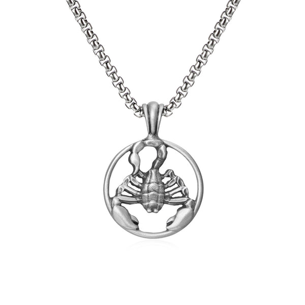 Scorpio Zodiac Bold Sculpted Tin Scorpion Pendant Necklace