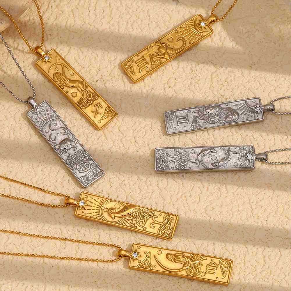 Zodiac Square Pendant Necklace
