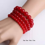 Natural Red Chalcedony Beaded Bracelet for Women | Vitality