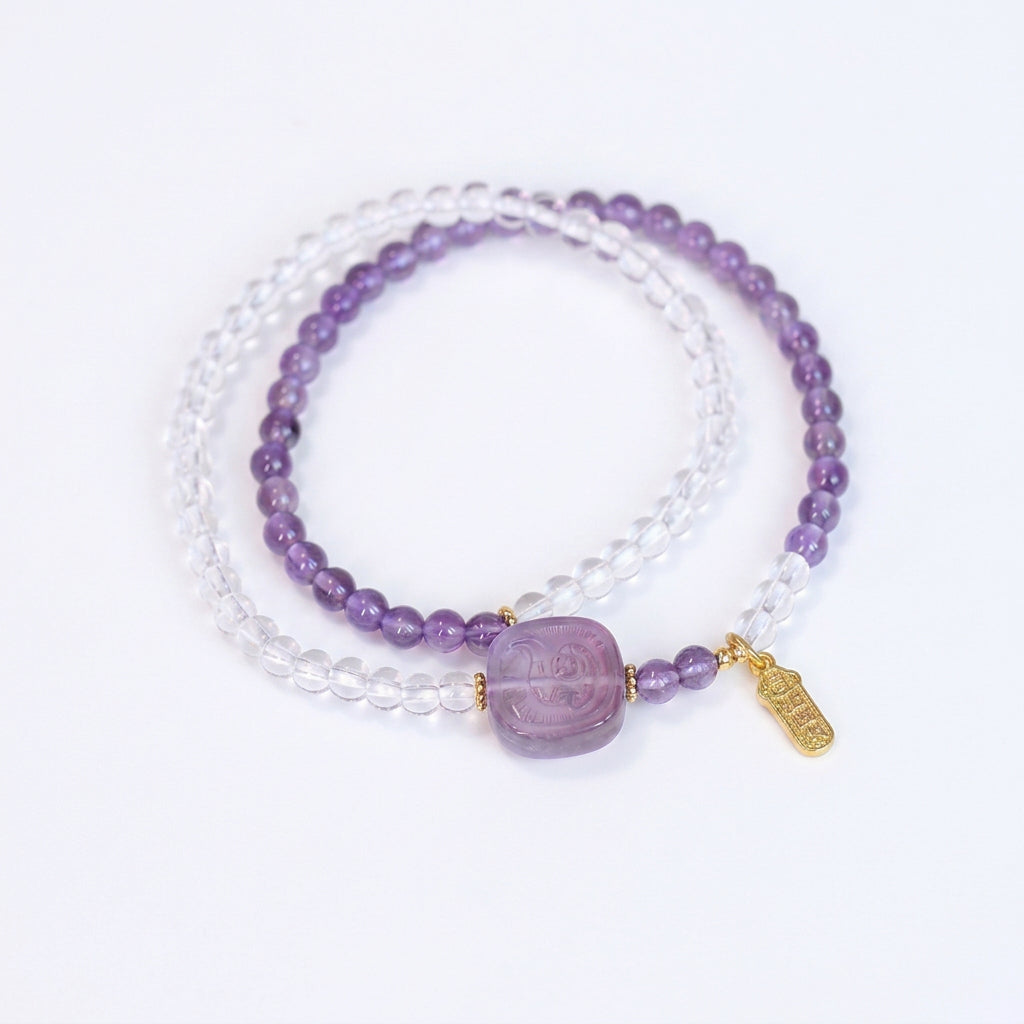 Zakiram Amethyst 2-Wrap Bracelet with Fortune Charm