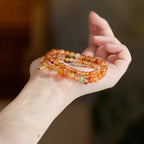 Koi Orange Agate 2-Wrap Bracelet with Peace Charm for Her