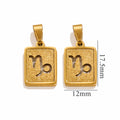 Capricorn Zodiac Celestial Square Pendant | Gold-Tone Jewelry