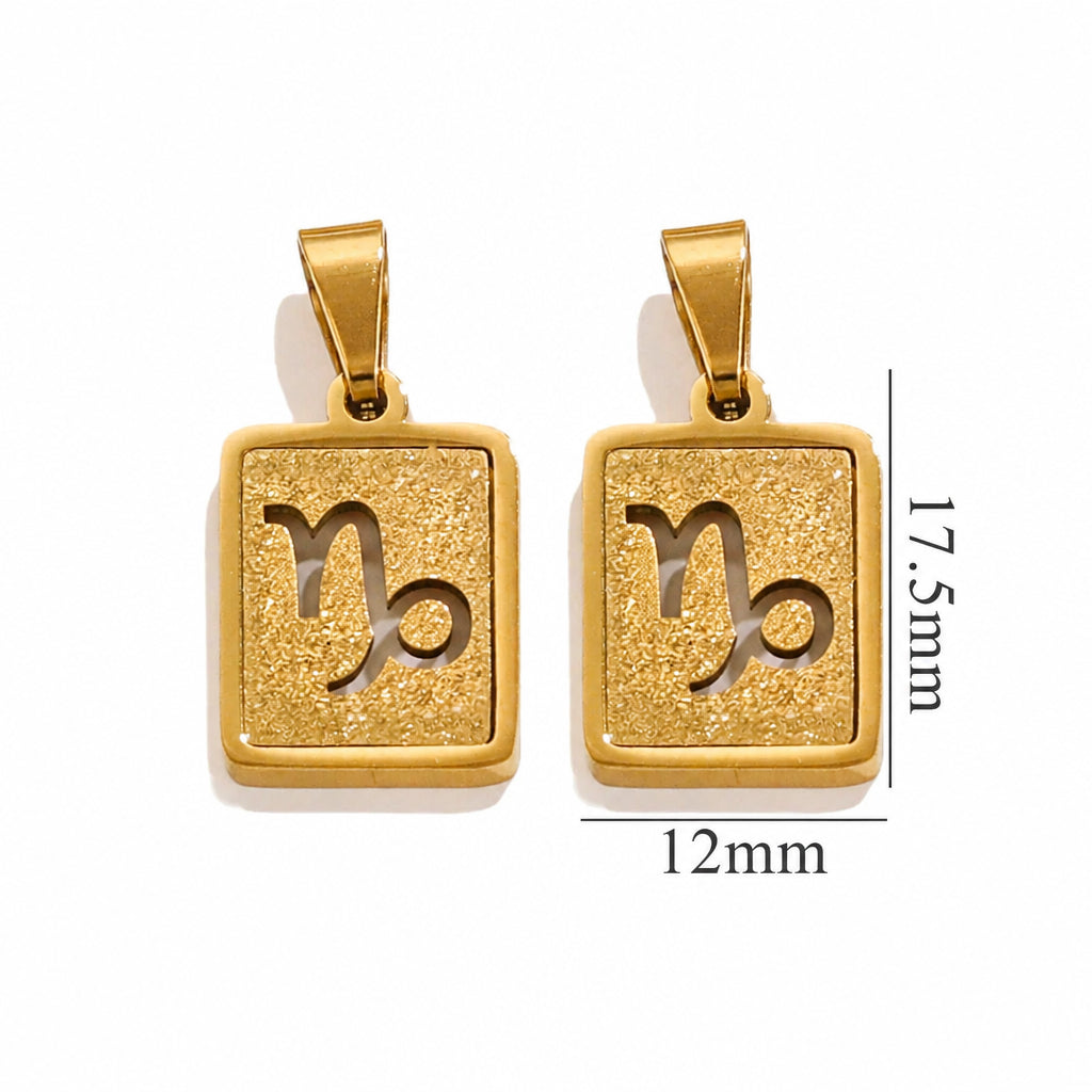 Capricorn Zodiac Celestial Square Pendant | Gold-Tone Jewelry