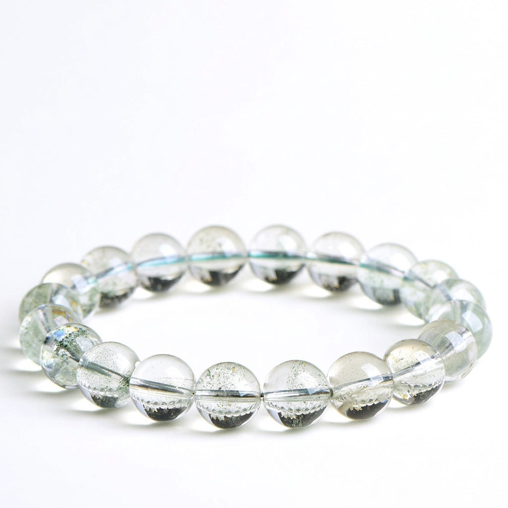 Natural Green Phantom Quartz Beaded Bracelet for Her | Calm