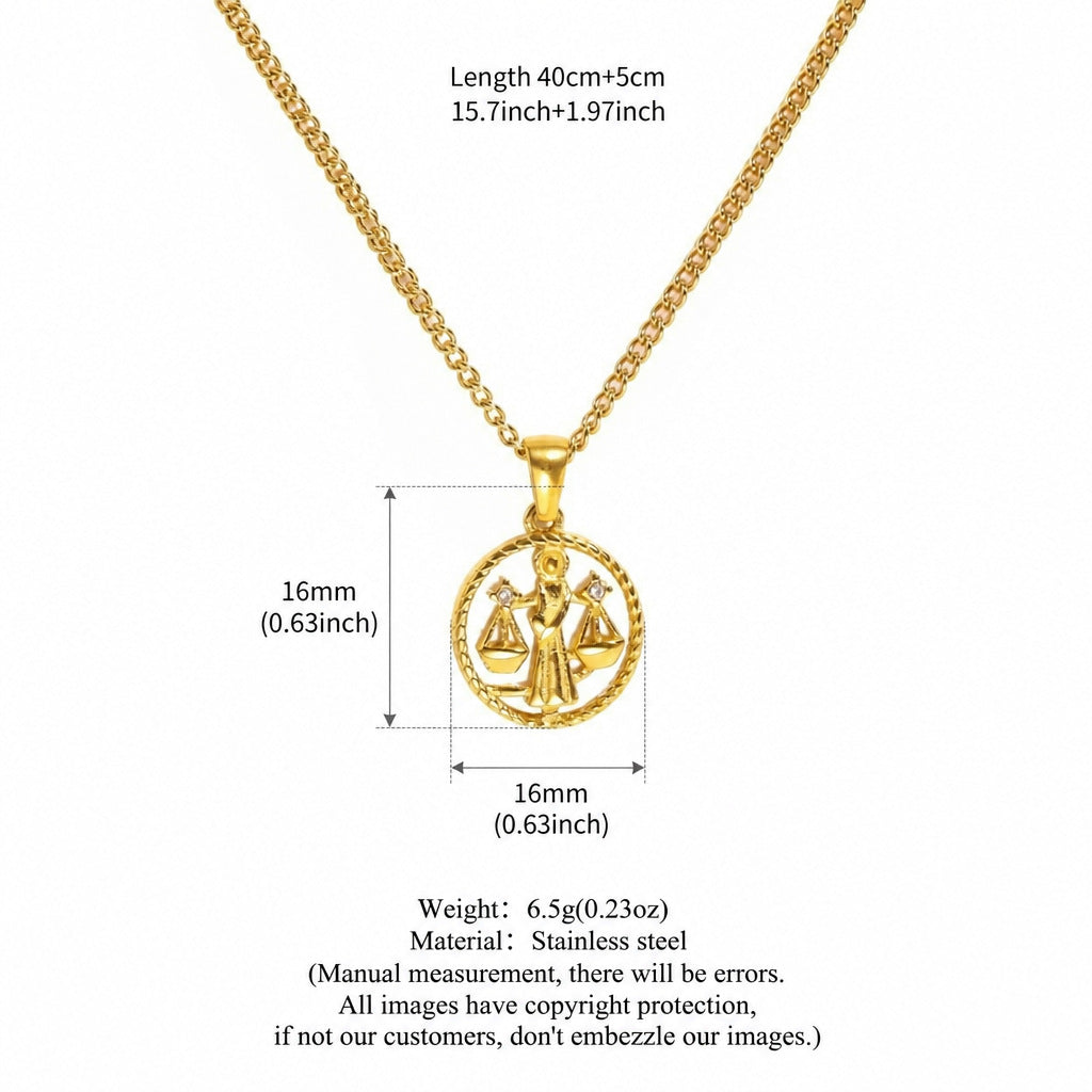 Libra Zodiac Coin Necklace