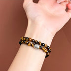 6mm Tiger's Eye 2-Wrap Bracelet | Tibetan Silver Spacer