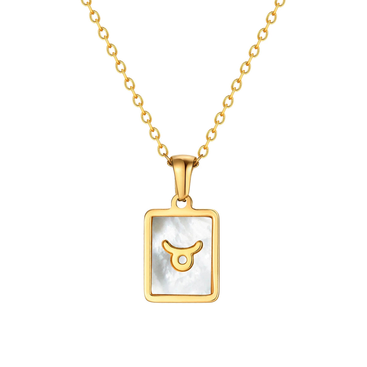 Taurus Mother of Pearl Necklace | Zodiac Square Pendant