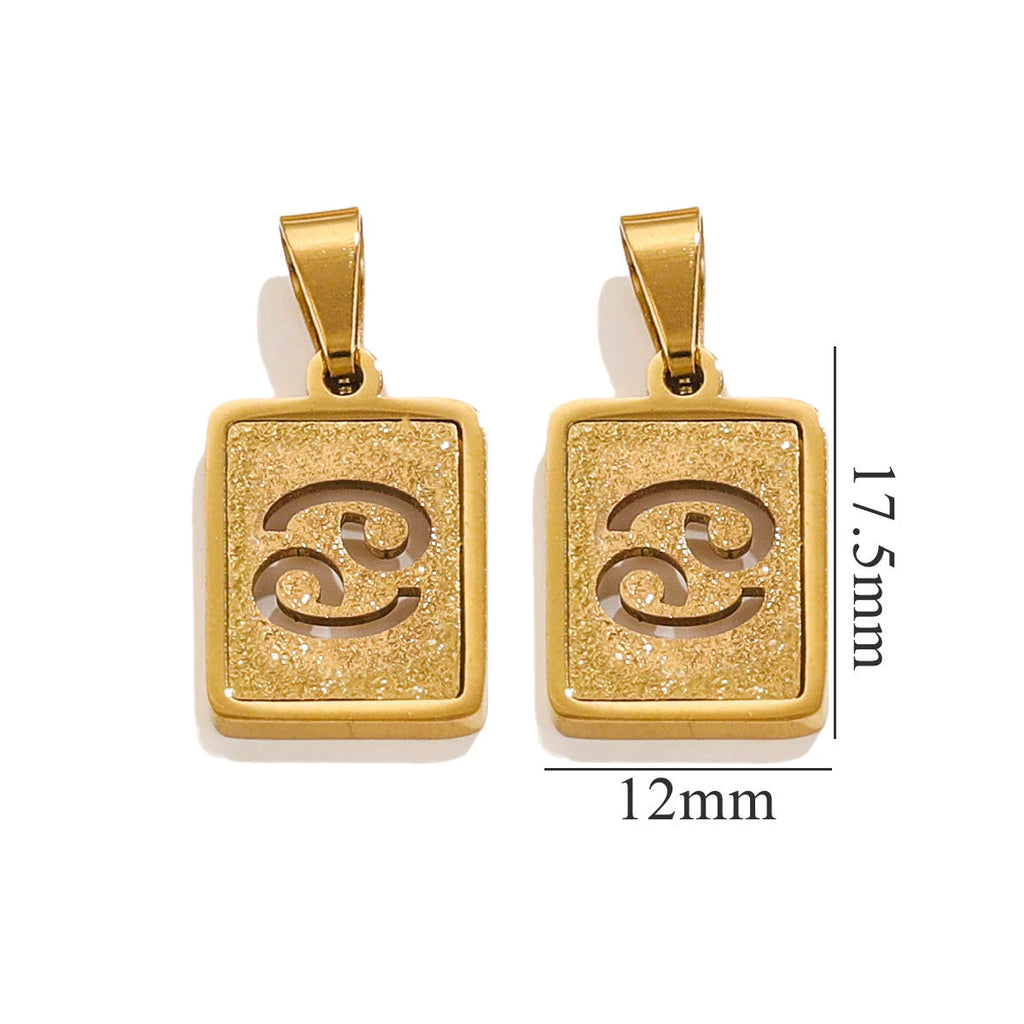 Cancer Zodiac Celestial Square Pendant | Gold-Tone Jewelry