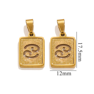 Cancer Zodiac Celestial Square Pendant | Gold-Tone Jewelry