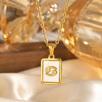 Cancer Mother of Pearl Necklace | Zodiac Square Pendant