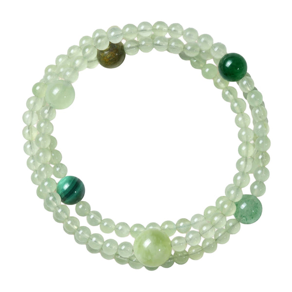 Natural Prehnite Multi-Gem Layered Bracelet for Women | Calm