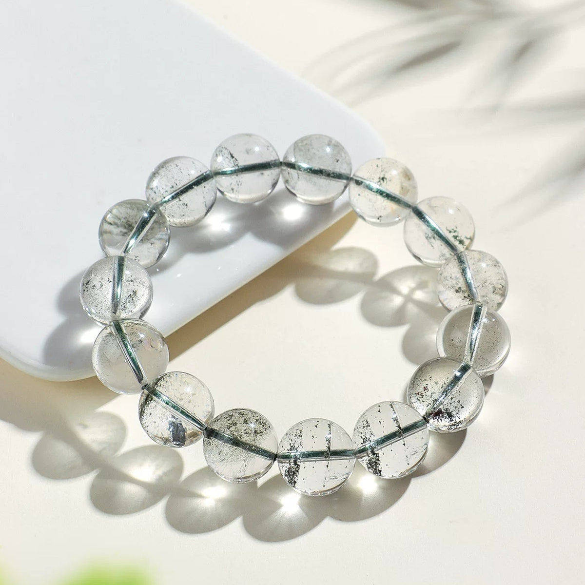 Natural Green Phantom Quartz Beaded Bracelet for Her | Calm