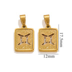 Gemini Zodiac Celestial Square Pendant | Gold-Tone Jewelry