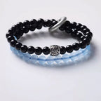 Blue Chalcedony & Black Obsidian Wrap w/ Tibetan Ring