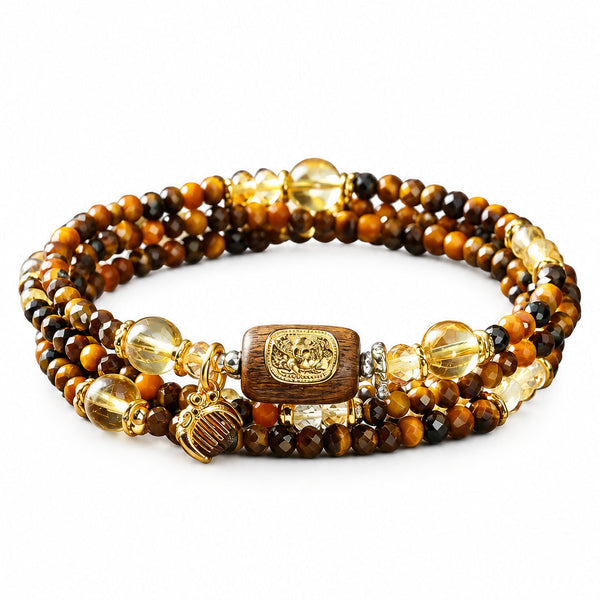 Tiger's Eye Layered Wrap Bracelet | Sagittarius Zodiac Charm