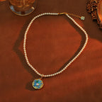 Scorpio Zodiac Pearl Necklace with Golden Celestial Pendant