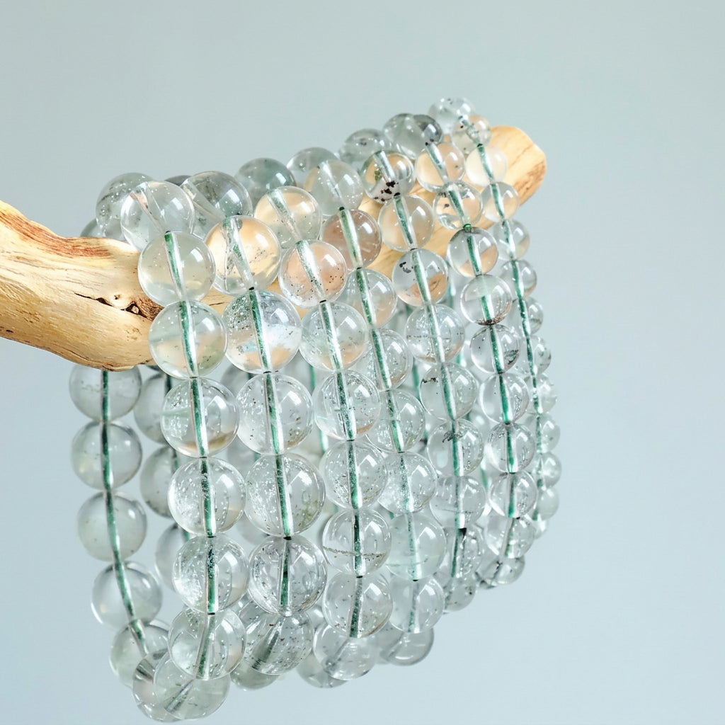 Natural Green Phantom Quartz Beaded Bracelet for Her | Calm