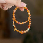 Koi Orange Agate 2-Wrap Bracelet with Peace Charm for Her