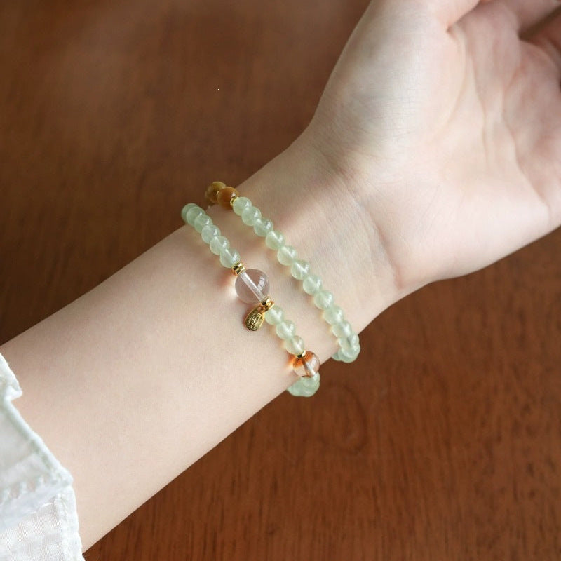 Natural Prehnite & Mixed Gemstone Wrap Bracelet for Women