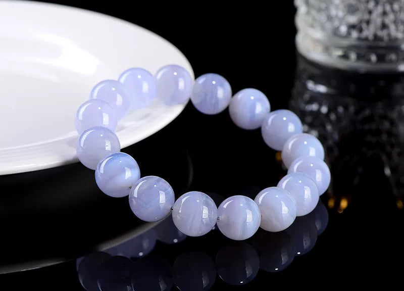Natural Blue Lace Agate Beaded Bracelet for Her | Calm(6A)