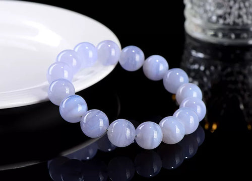 "Serenity & Communication" AAAAAA  Blue Lace Agate Beaded Bracelet