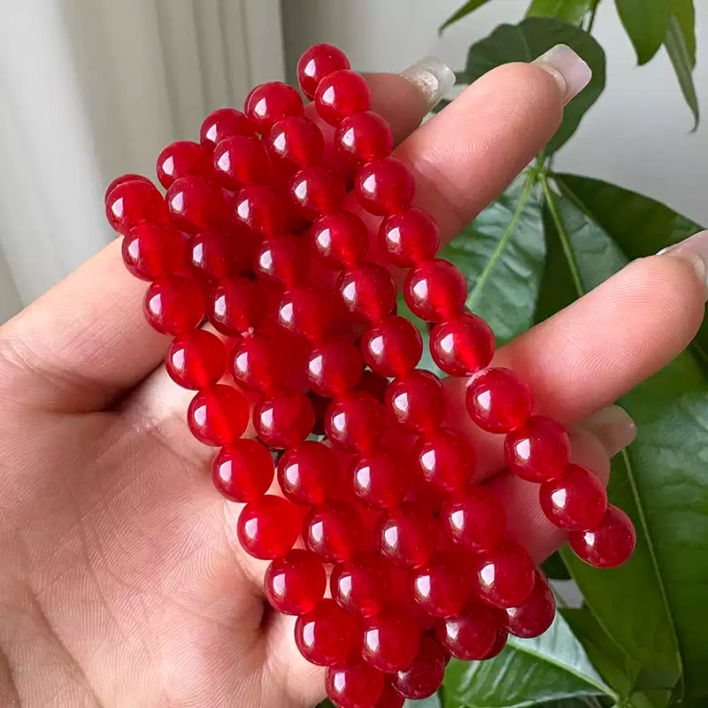 Natural Red Chalcedony Beaded Bracelet for Women | Vitality