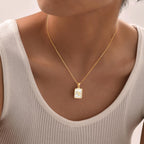 Virgo Mother of Pearl Necklace | Zodiac Square Pendant