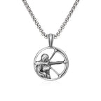 Sagittarius Zodiac Sculpted Tin Archer Pendant Necklace