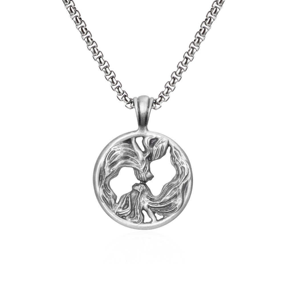 Gemini Zodiac Expressive Sculpted Tin Twins Pendant Necklace