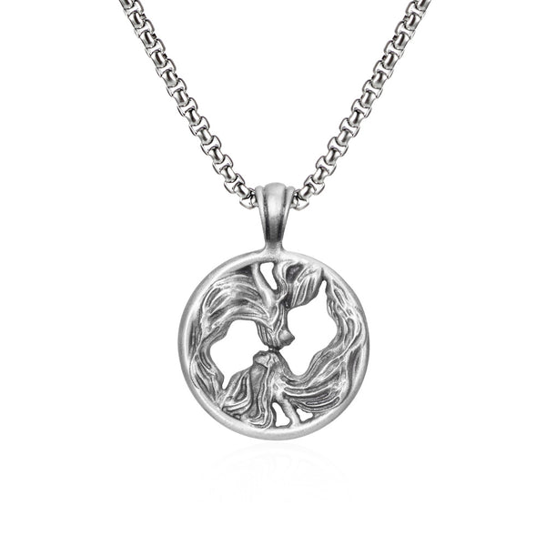 Gemini Zodiac Expressive Sculpted Tin Twins Pendant Necklace