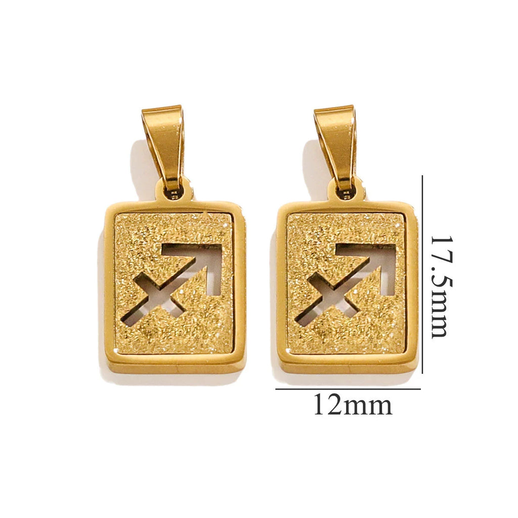 Sagittarius Zodiac Celestial Square Pendant | Gold-Tone Jewelry