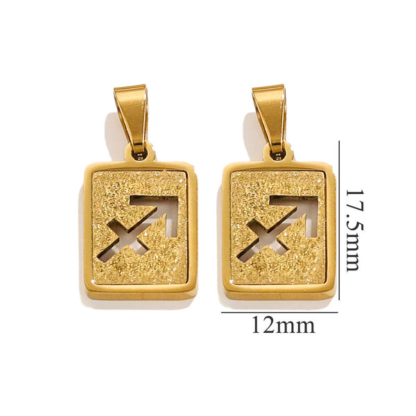 Sagittarius Zodiac Celestial Square Pendant | Gold-Tone Jewelry