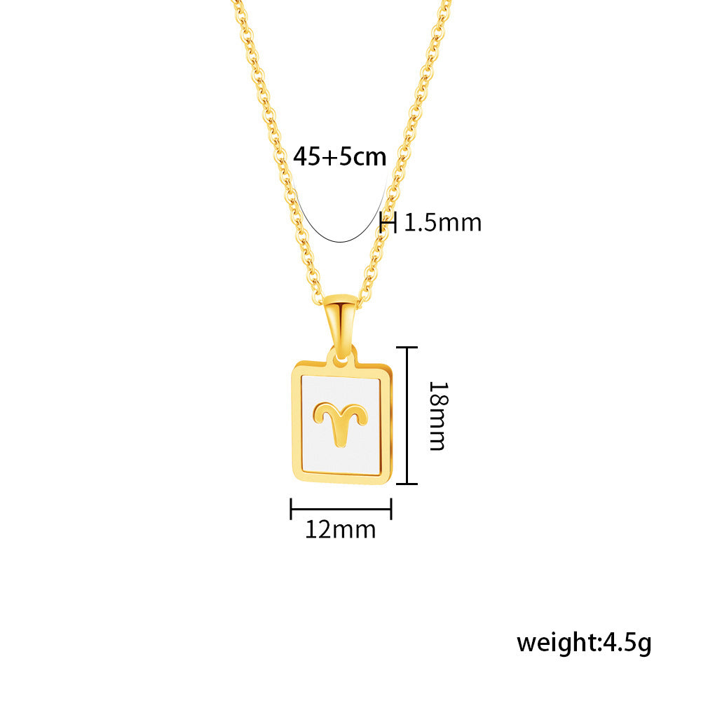 Scorpio Mother of Pearl Necklace | Zodiac Square Pendant