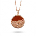 Leo Zodiac Jasper Disc Pendant Necklace
