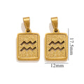 Aquarius Zodiac Celestial Square Pendant | Gold-Tone Jewelry