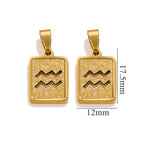 Aquarius Zodiac Celestial Square Pendant | Gold-Tone Jewelry