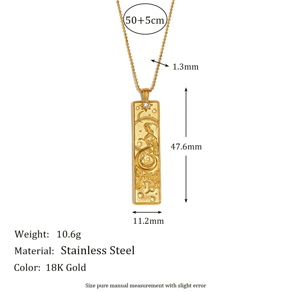 Aries Zodiac Square Pendant Necklace