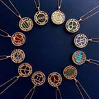 Zodiac Tiger Iron Disc Pendant Necklace 