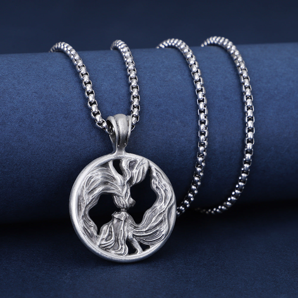 Gemini Zodiac Expressive Sculpted Tin Twins Pendant Necklace