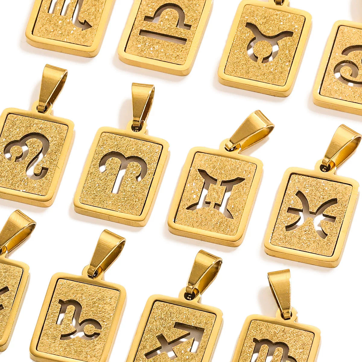 Libra Zodiac Celestial Square Pendant | Gold-Tone Jewelry